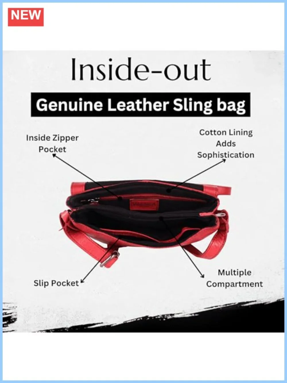 Genuine Italian Leather Small Crossbody Sling Bag Sling Purse